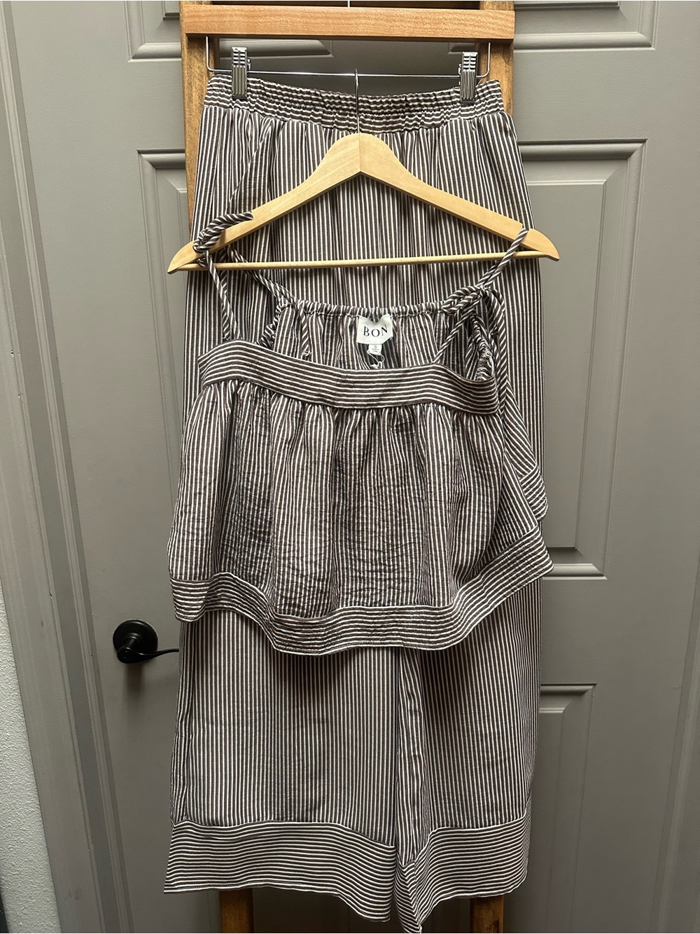 Striped Black & White Maxi Skirt Set by